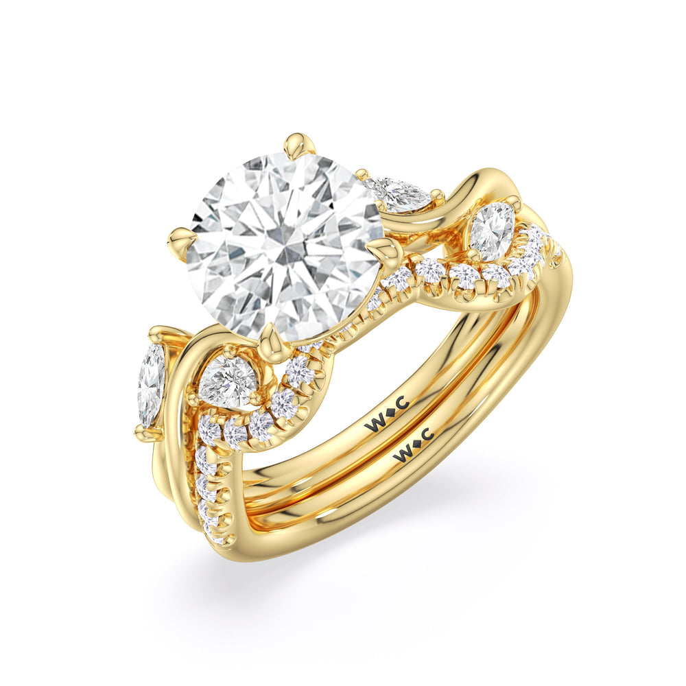 2.62ct Round Vintage Vine Engagement Ring with 3 Cut Diamond in 14KT Round view 4
