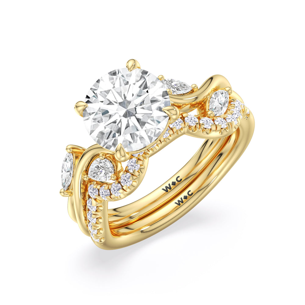 Vintage Vine Engagement Ring with Round Cut Diamond in 14KT Yellow Gold view 4

