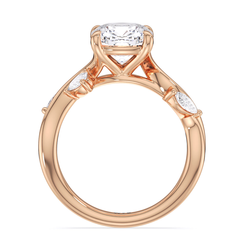 Vintage Vine Engagement Ring with Cushion Cut Diamond in 14KT Rose Gold view 2
