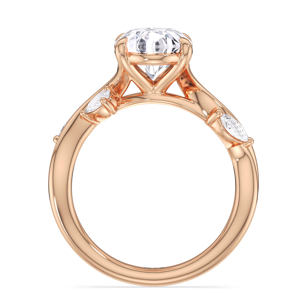 Vintage Vine Engagement Ring with Oval Cut Diamond in 14KT Rose Gold view 2
