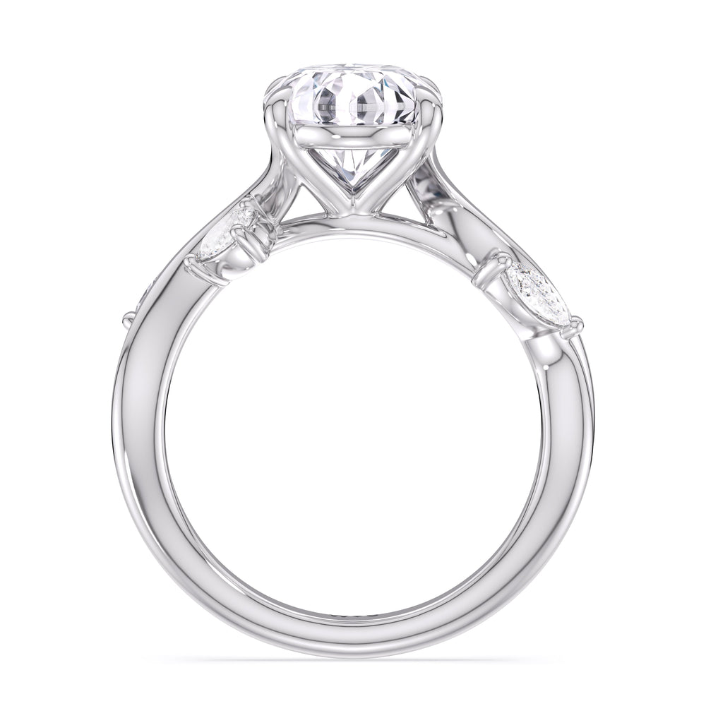 Vintage Vine Engagement Ring with Oval Cut Diamond in 14KT Platinum view 2
