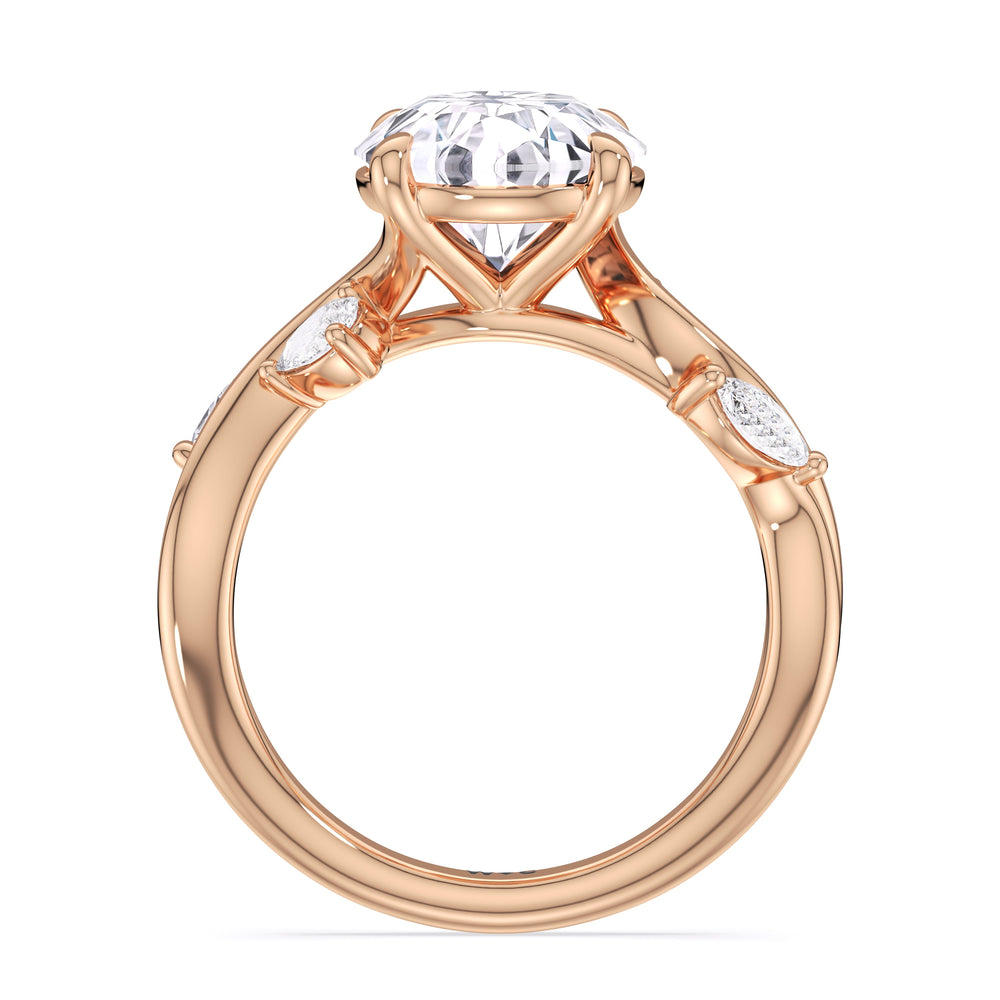 Vintage Vine Engagement Ring with Round Cut Diamond in 14KT Rose Gold view 2
