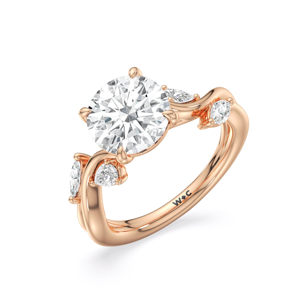 Vintage Vine Engagement Ring with Round Cut Diamond in 14KT Rose Gold view 3
