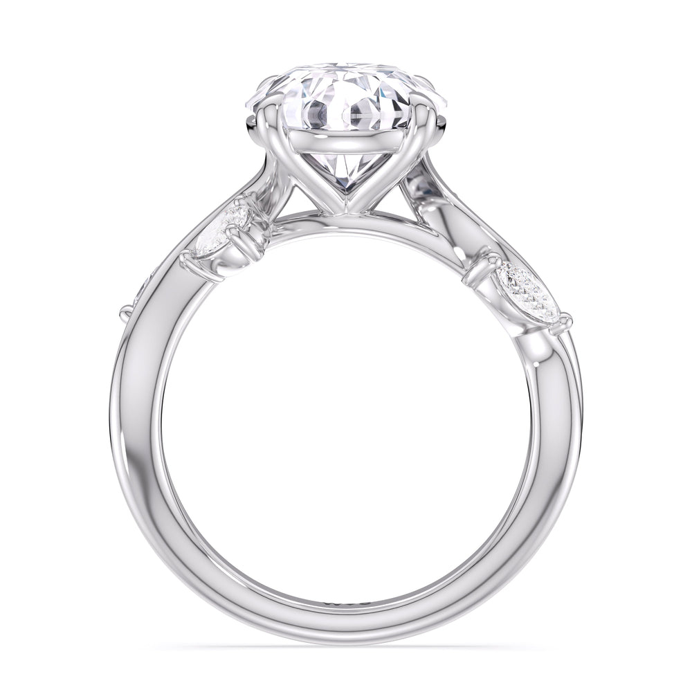 Vintage Vine Engagement Ring with Round Cut Diamond in 14KT Platinum view 2
