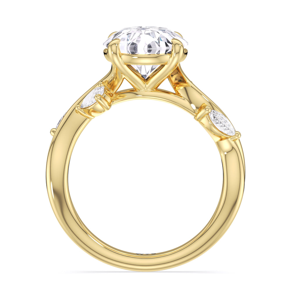 2.62ct Round Vintage Vine Engagement Ring with 3 Cut Diamond in 14KT Round view 2
