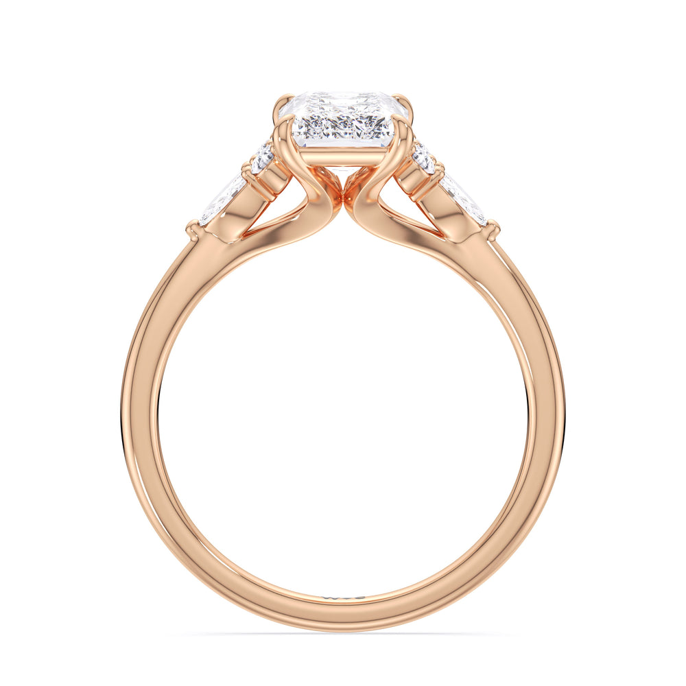 Radiant Cut Fine Trio Cluster Engagement Ring with Lab Grown Diamond in 14KT Rose Gold view 2
