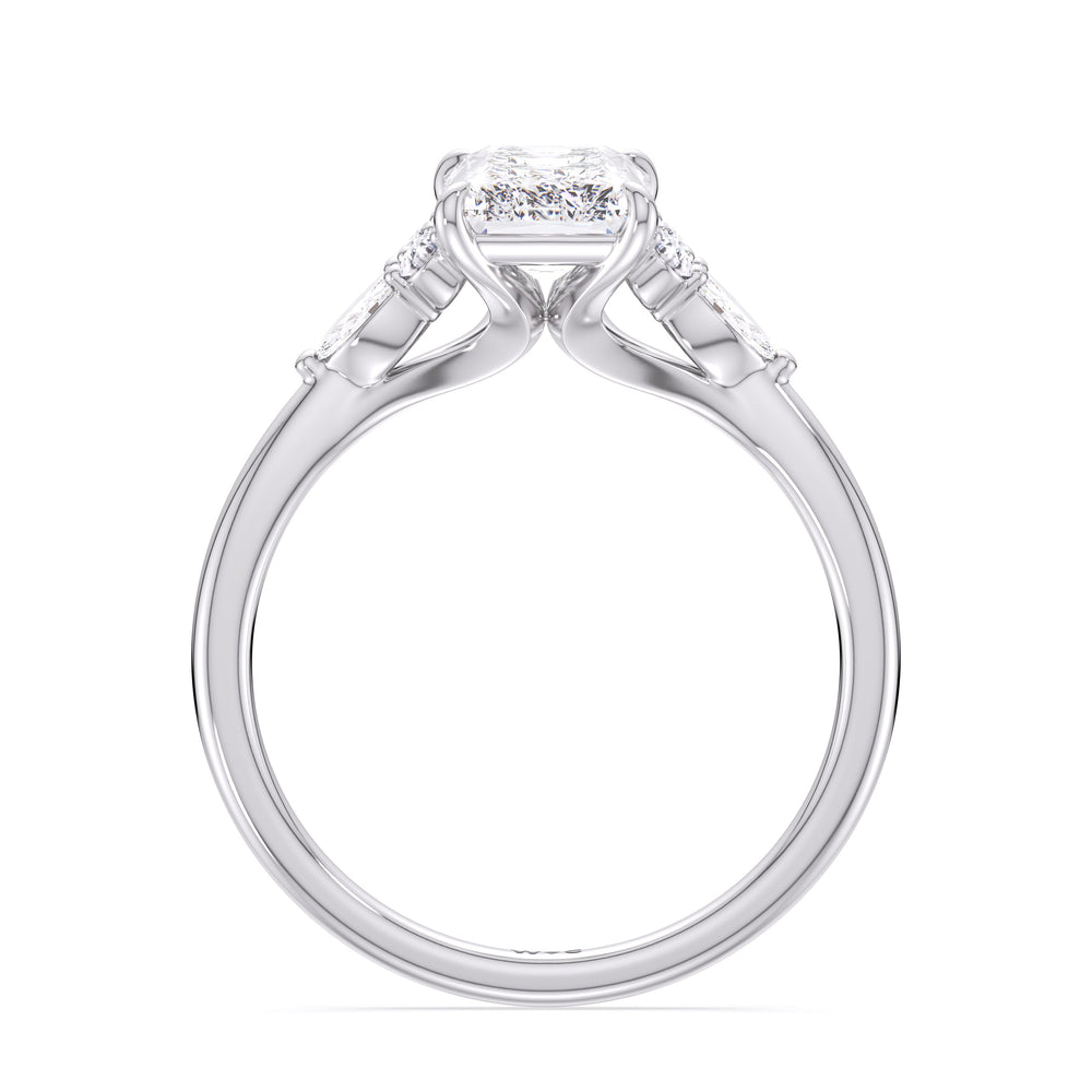 Radiant Cut Fine Trio Cluster Engagement Ring with Lab Grown Diamond in 14KT Platinum view 2

