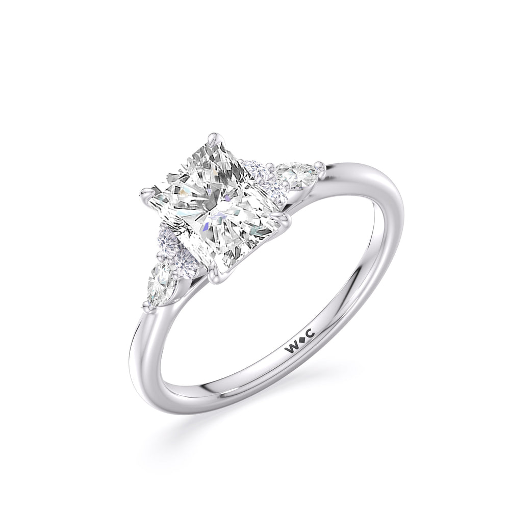 Radiant Cut Fine Trio Cluster Engagement Ring with Lab Grown Diamond in 14KT Platinum view 4
