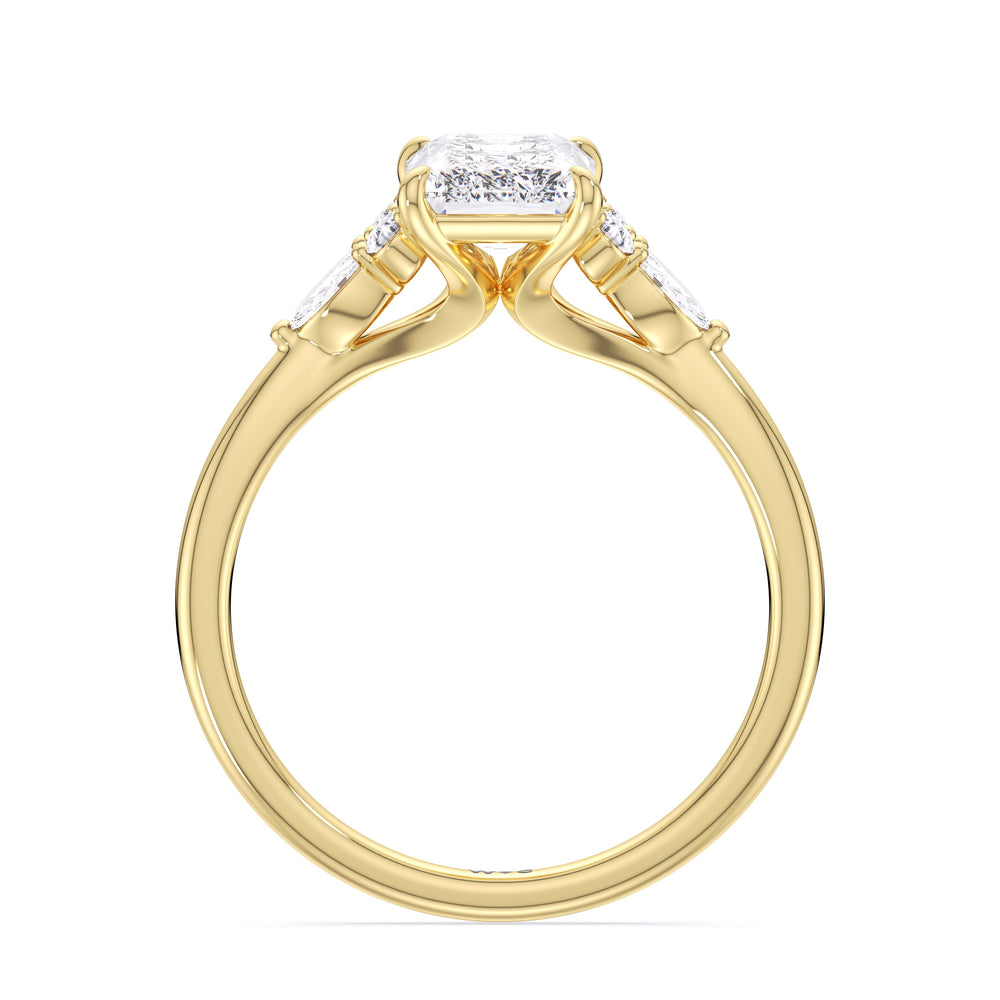 Radiant Cut Fine Trio Cluster Engagement Ring with Lab Grown Diamond in 14KT Yellow Gold view 2
