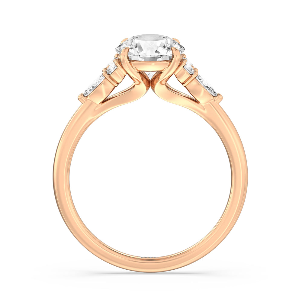 Round Cut Fine Trio Cluster Engagement Ring with Lab Grown Diamond in 14KT Rose Gold view 2
