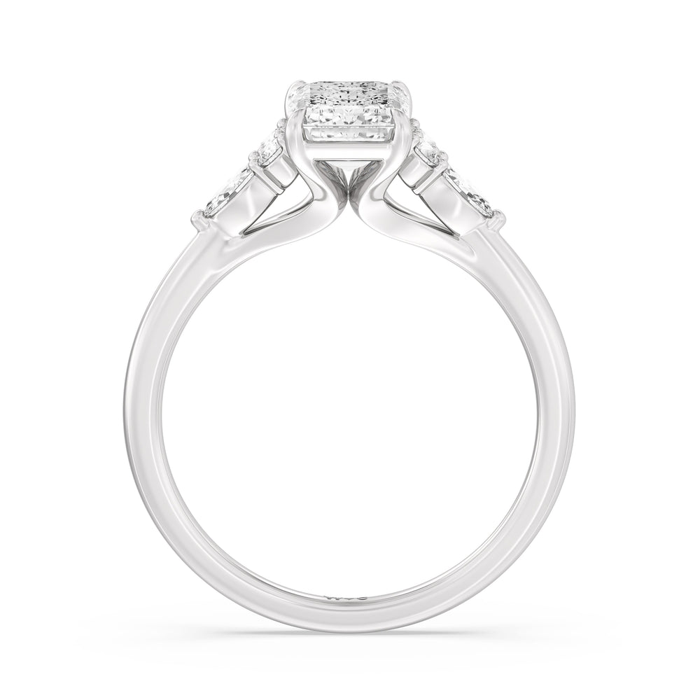 Emerald Cut Fine Trio Cluster Engagement Ring with Lab Grown Diamond in 14KT Platinum view 2
