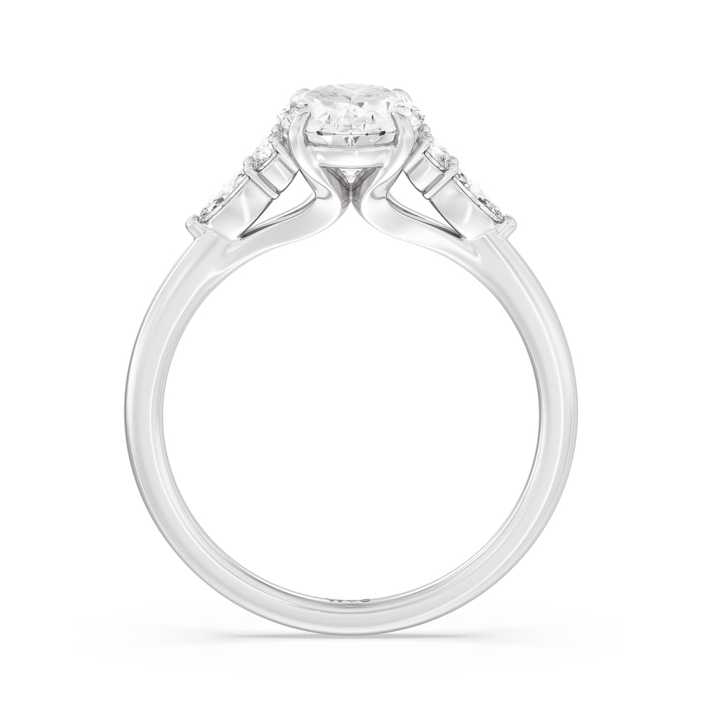 Oval Cut Fine Trio Cluster Engagement Ring with Lab Grown Diamond in 14KT Platinum view 2
