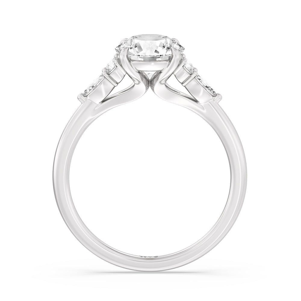 Round Cut Fine Trio Cluster Engagement Ring with Lab Grown Diamond in 14KT Platinum view 2
