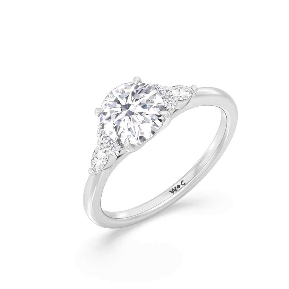 Round Cut Fine Trio Cluster Engagement Ring with Lab Grown Diamond in 14KT Platinum view 4

