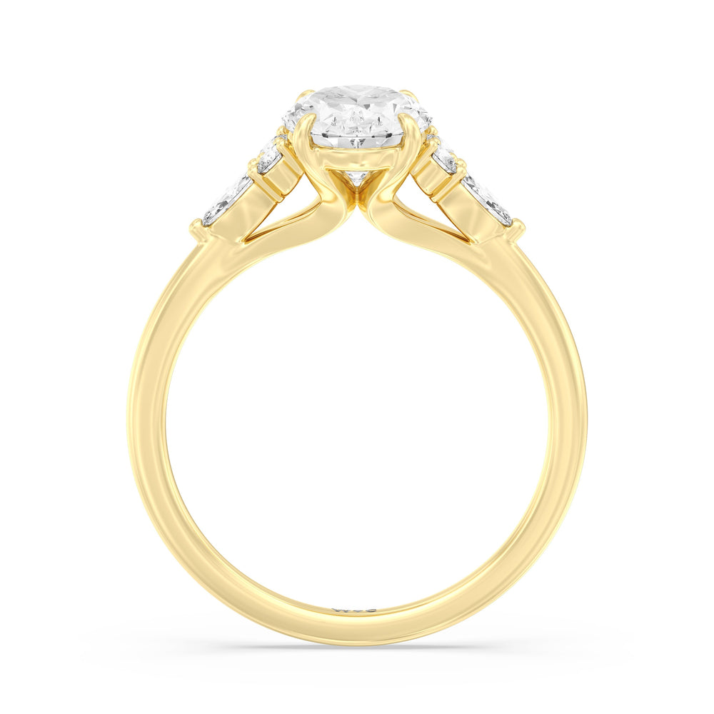 3.00ct Oval Fine Trio Cluster Engagement Ring with 3 1/4 Cut Diamond in 14KT Oval view 2
