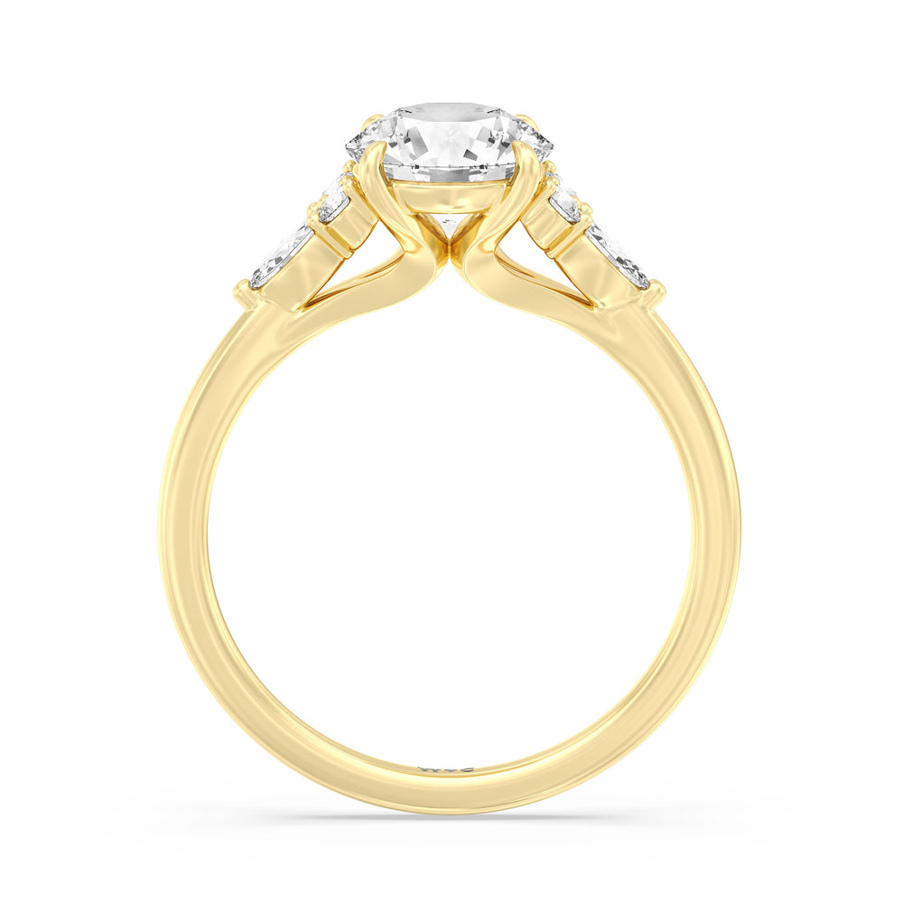 Round Cut Fine Trio Cluster Engagement Ring with Lab Grown Diamond in 14KT Yellow Gold view 2
