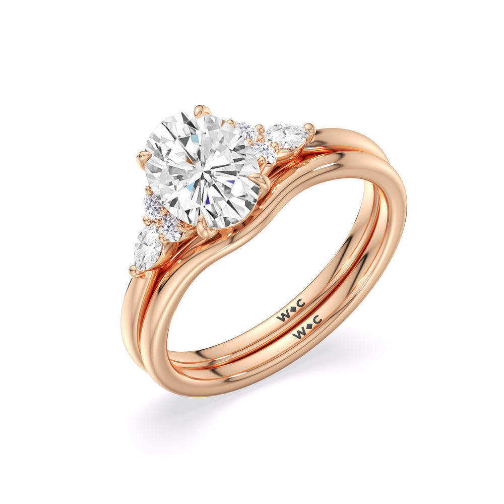 Round Cut Fine Trio Cluster Engagement Ring with Lab Grown Diamond in 14KT Rose Gold view 3
