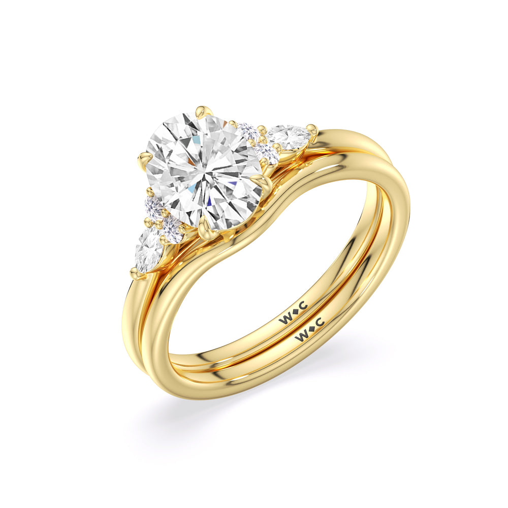 Fine Trio Cluster Wedding Band with 18KT Yellow Gold Cut Diamond in 14KT Yellow Gold view 3
