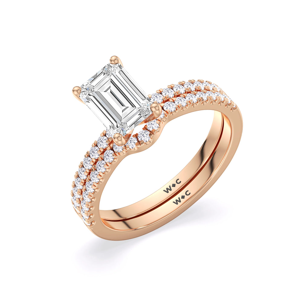 Fine Vela Classic Pave Diamond Engagement Ring with Marquise Cut Diamond in 14KT Rose Gold view 4
