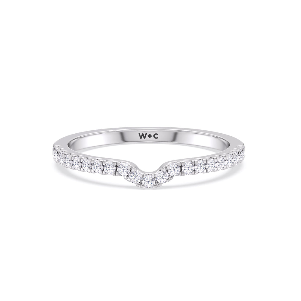 Fine Vela Classic Pave Diamond Wedding Band with Platinum Cut Diamond in 14KT Platinum view 1
