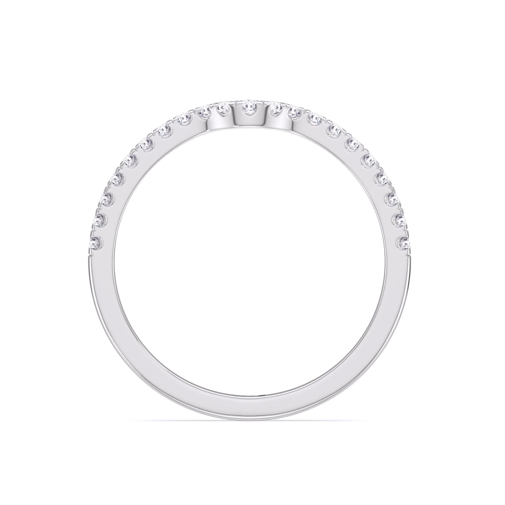 Fine Vela Classic Pave Diamond Wedding Band with Platinum Cut Diamond in 14KT Platinum view 2
