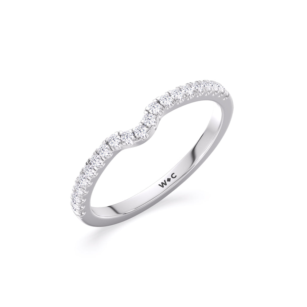 Fine Vela Classic Pave Diamond Wedding Band with Platinum Cut Diamond in 14KT Platinum view 4
