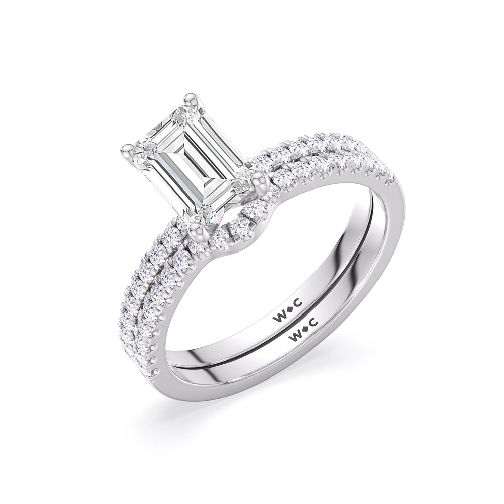 Fine Vela Classic Pave Diamond Engagement Ring with Round Cut Diamond in 14KT Platinum view 4
