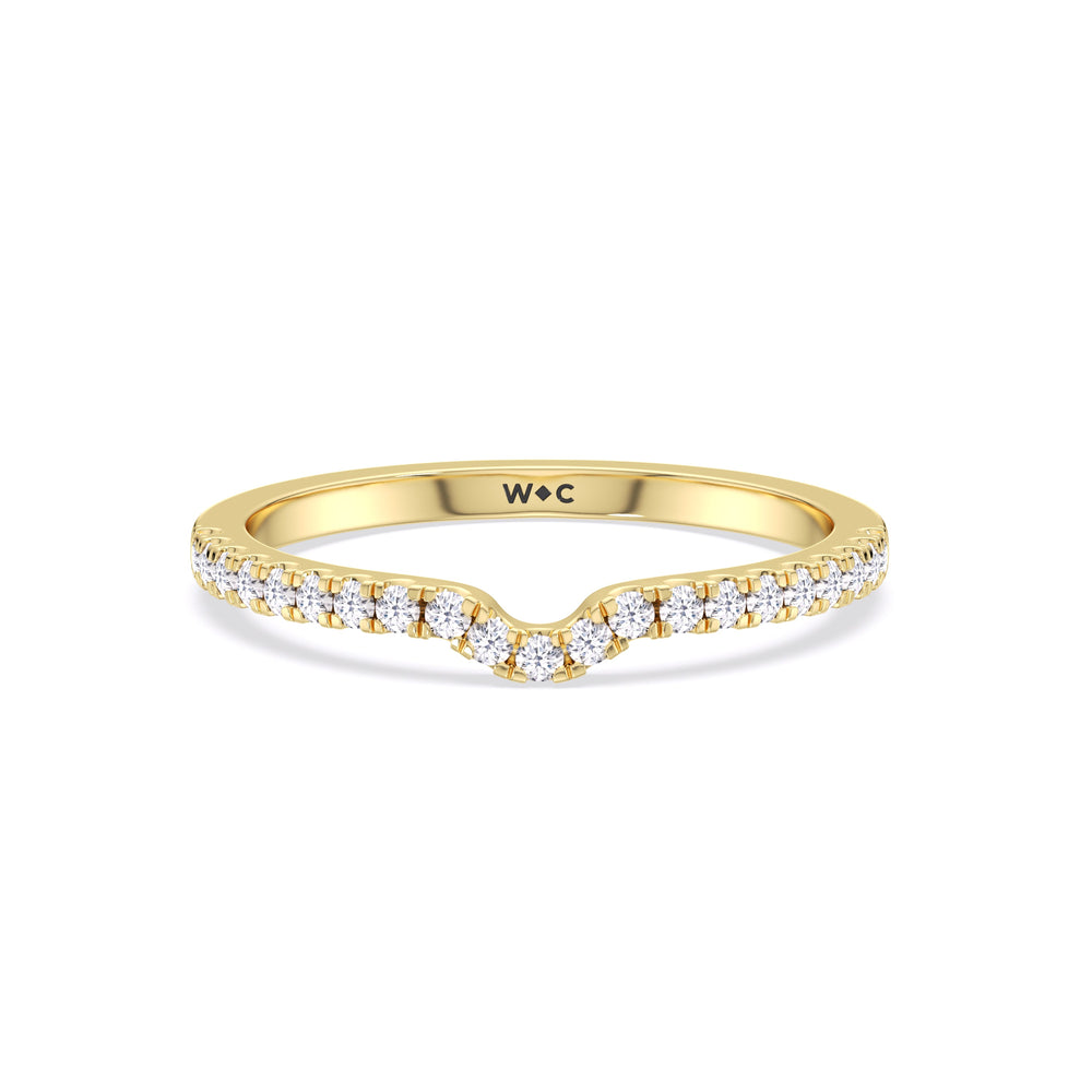 Fine Vela Classic Pave Diamond Wedding Band with 18KT Yellow Gold Cut Diamond in 14KT Yellow Gold view 1
