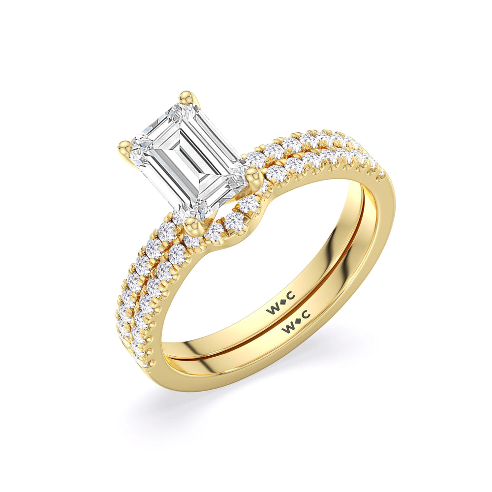 Fine Vela Classic Pave Diamond Engagement Ring with Round Cut Diamond in 14KT Yellow Gold view 4
