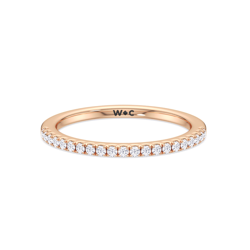 Fine Chevron Hidden Halo Diamond Wedding Band with 18KT Rose Gold Cut Diamond in 14KT Rose Gold view 1
