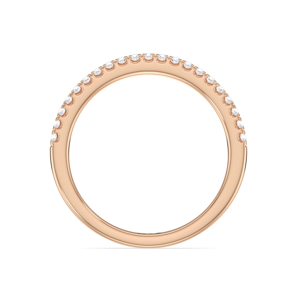 Fine Chevron Hidden Halo Diamond Wedding Band with 18KT Rose Gold Cut Diamond in 14KT Rose Gold view 2
