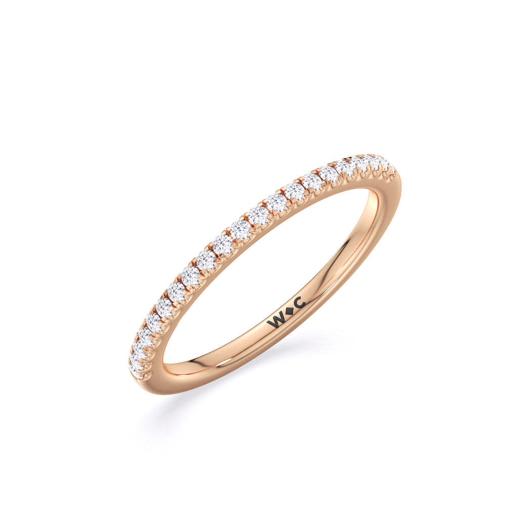Fine Chevron Hidden Halo Diamond Wedding Band with 18KT Rose Gold Cut Diamond in 14KT Rose Gold view 4
