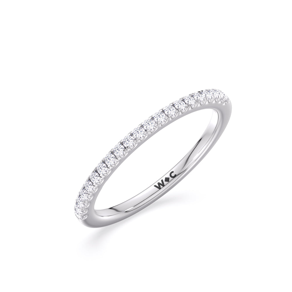 Fine Chevron Hidden Halo Diamond Wedding Band with Platinum Cut Diamond in 14KT Platinum view 4
