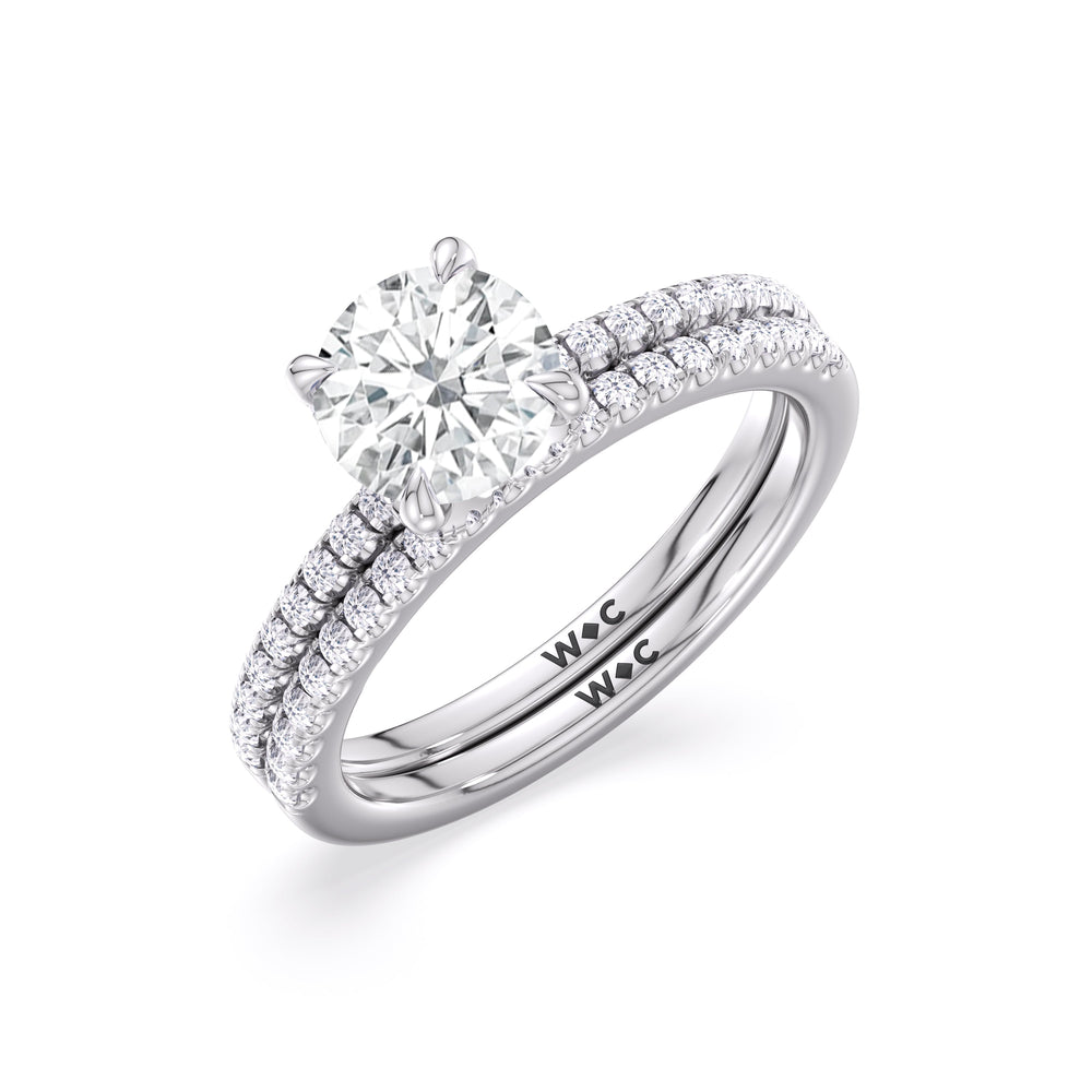 Fine Chevron Hidden Halo Diamond Wedding Band with Platinum Cut Diamond in 14KT Platinum view 3
