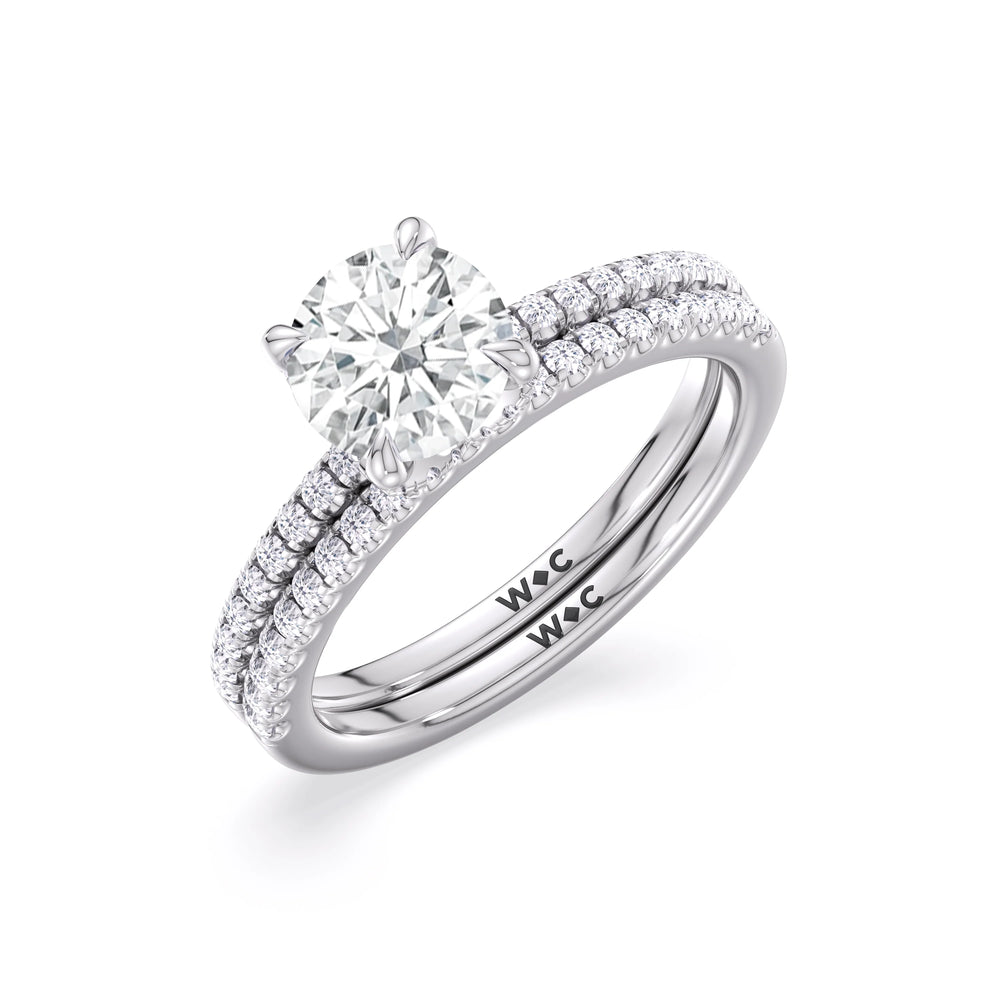 Fine Chevron Hidden Halo Engagement Ring