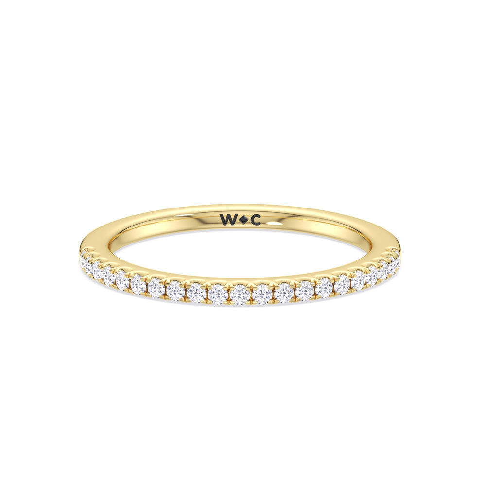 Fine Chevron Hidden Halo Diamond Wedding Band with 18KT Yellow Gold Cut Diamond in 14KT Yellow Gold view 1
