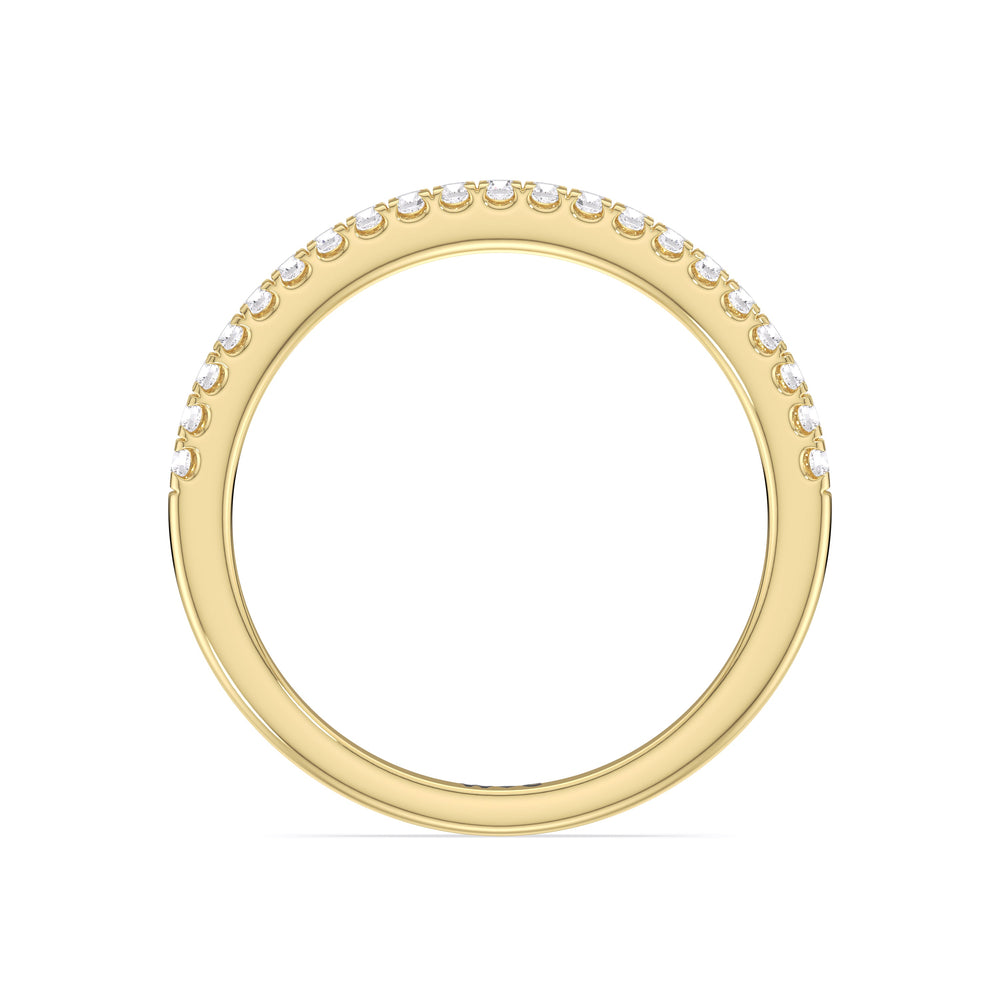 Fine Chevron Hidden Halo Diamond Wedding Band with 18KT Yellow Gold Cut Diamond in 14KT Yellow Gold view 2
