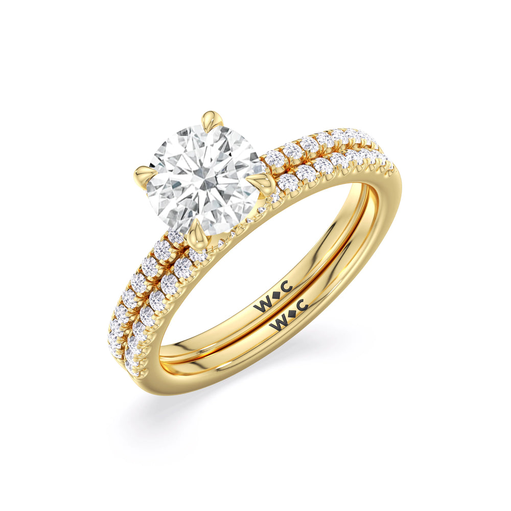 Fine Chevron Hidden Halo Engagement Ring with Radiant Cut Diamond in 14KT Yellow Gold view 4
