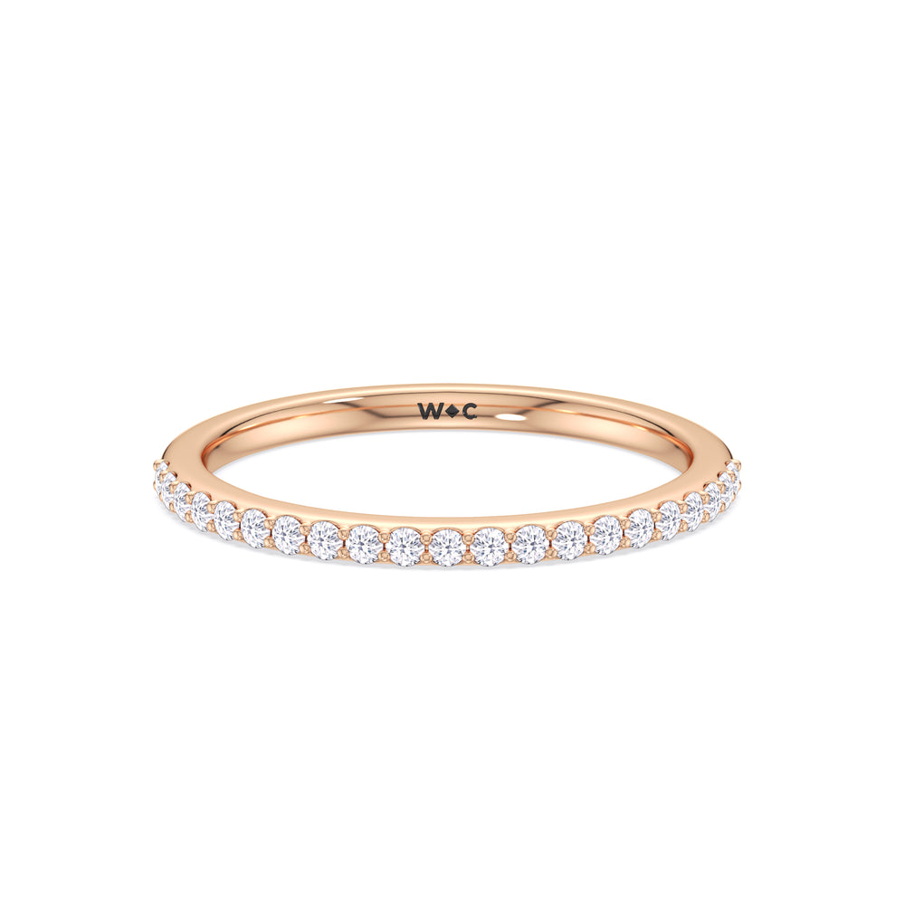 Fine Modern Fine Line Hidden Halo Diamond Wedding Band with 18KT Rose Gold Cut Diamond in 14KT Rose Gold view 1
