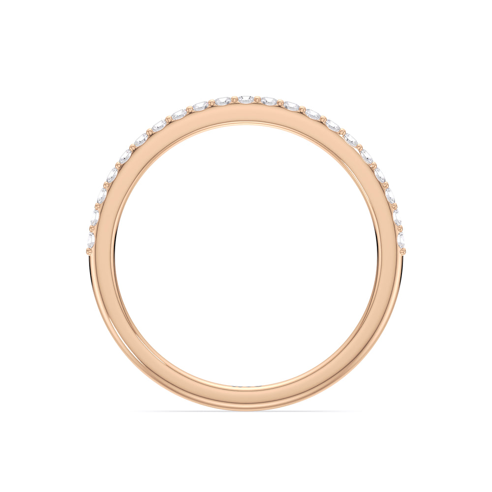 Fine Modern Fine Line Hidden Halo Diamond Wedding Band with 18KT Rose Gold Cut Diamond in 14KT Rose Gold view 2
