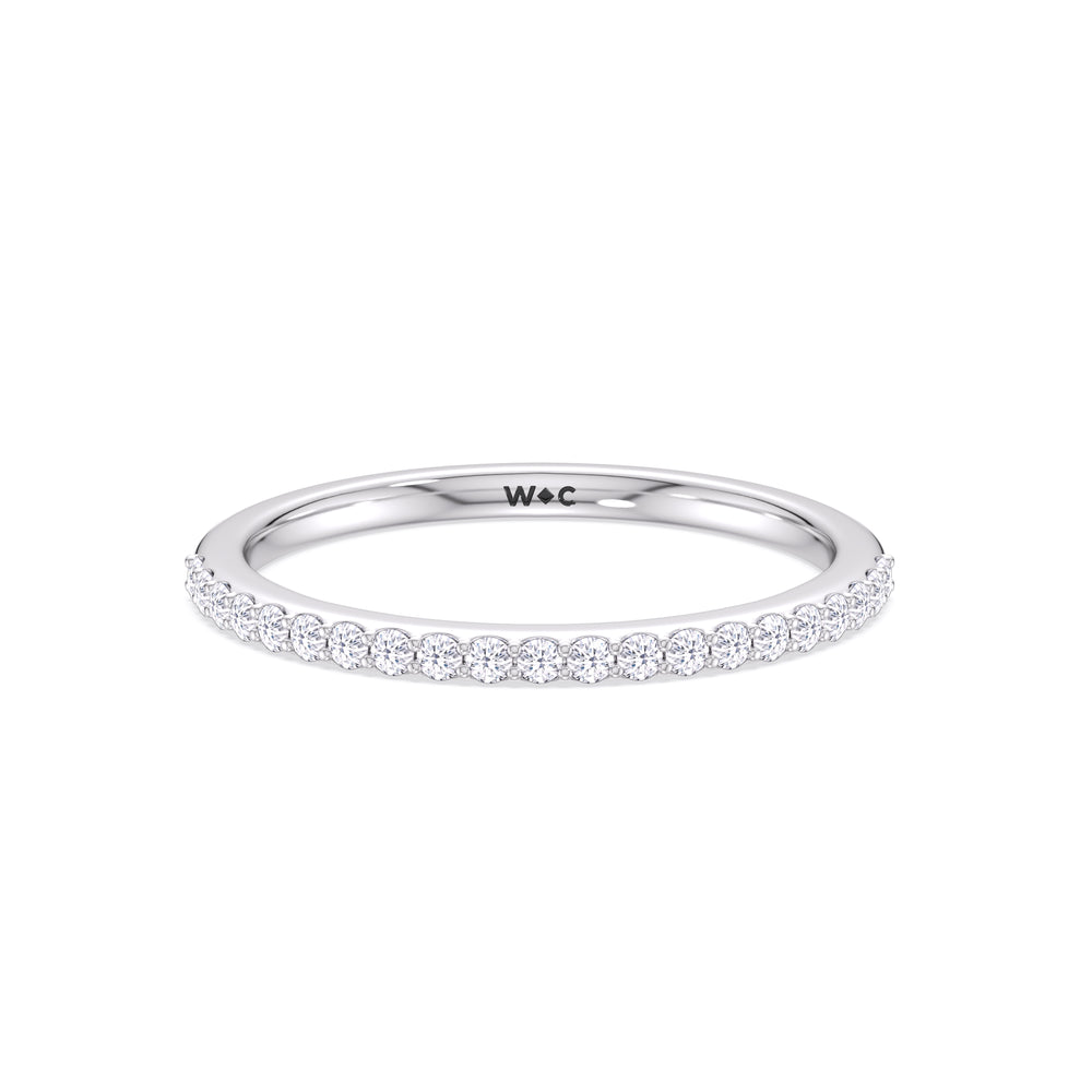 Fine Modern Fine Line Hidden Halo Diamond Wedding Band with Platinum Cut Diamond in 14KT Platinum view 1
