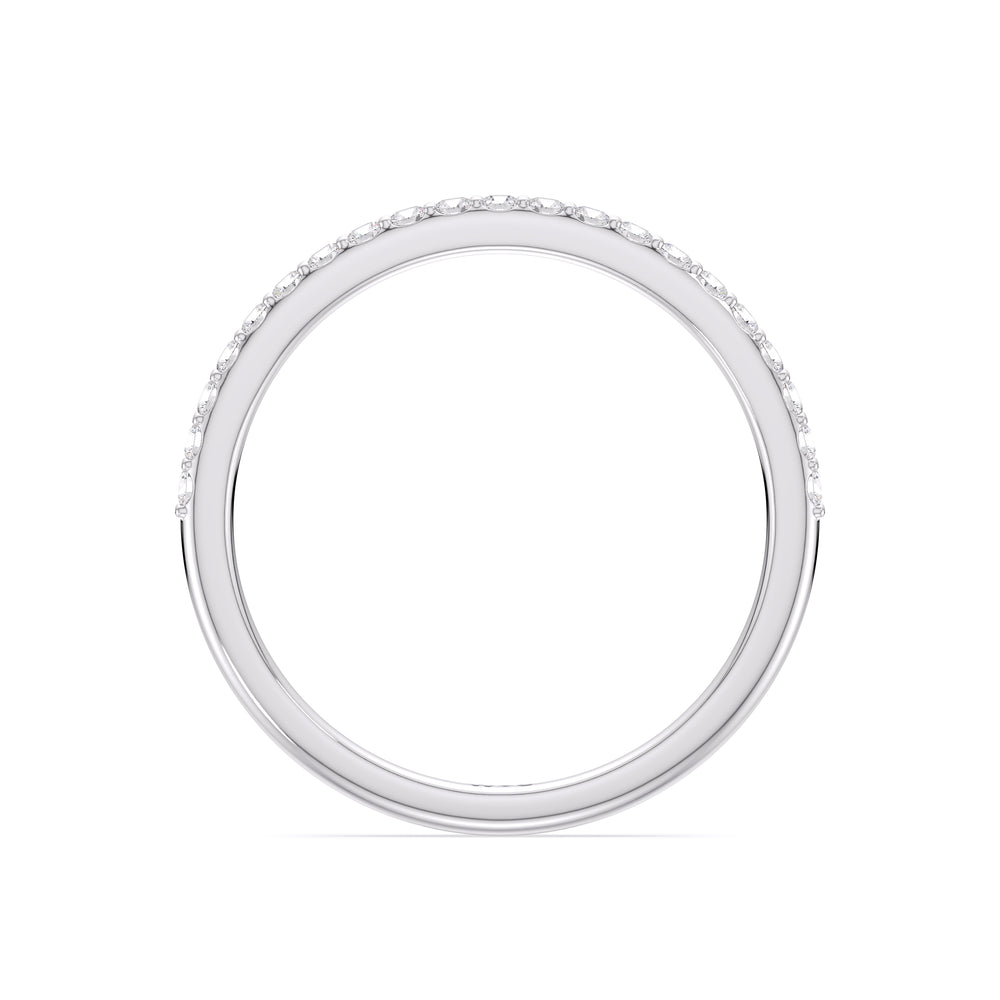 Fine Modern Fine Line Hidden Halo Diamond Wedding Band with Platinum Cut Diamond in 14KT Platinum view 2

