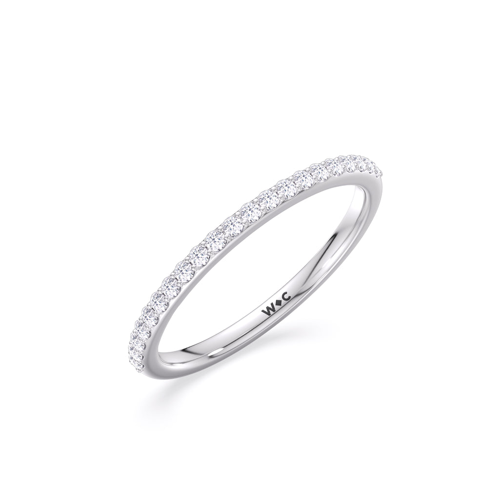 Fine Modern Fine Line Hidden Halo Diamond Wedding Band with Platinum Cut Diamond in 14KT Platinum view 4
