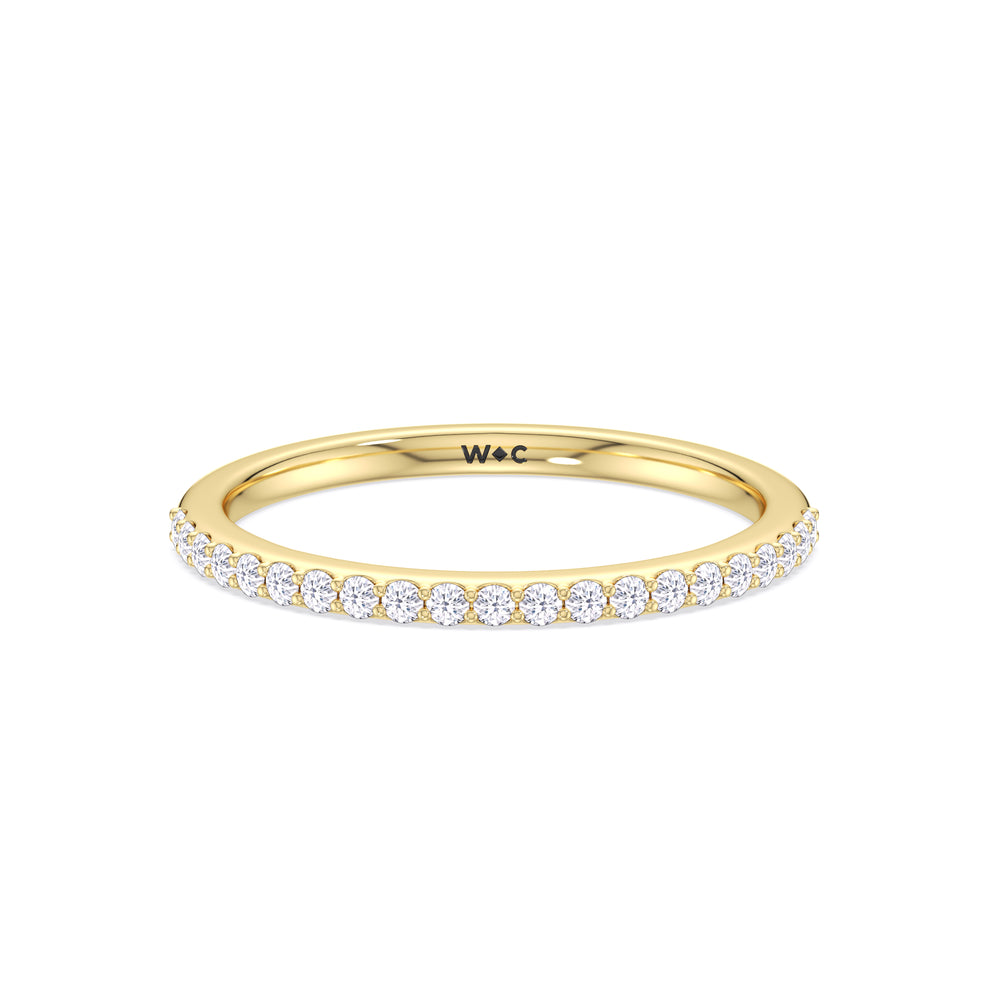 Fine Modern Fine Line Hidden Halo Diamond Wedding Band with 18KT Yellow Gold Cut Diamond in 14KT Yellow Gold view 1
