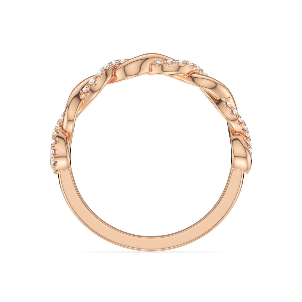 Fine Glamour Twisted Diamond Wedding Band with 18KT Rose Gold Cut Diamond in 14KT Rose Gold view 2
