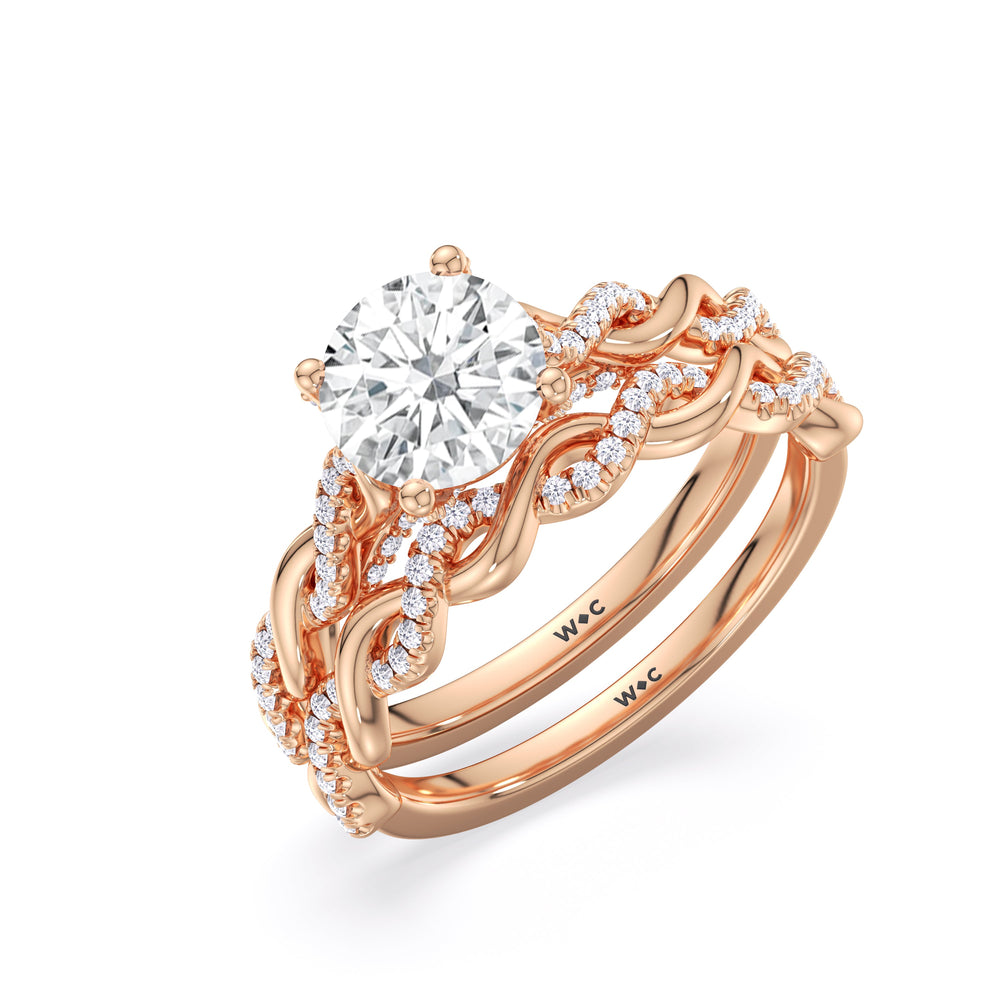 Emerald Cut Fine Glamour Twisted Diamond Engagement Ring with Lab Grown Diamond in 14KT Rose Gold view 4
