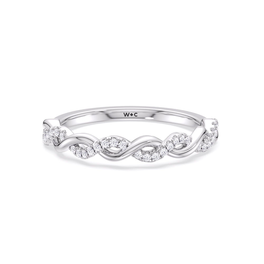 Fine Glamour Twisted Diamond Wedding Band with Platinum Cut Diamond in 14KT Platinum view 1
