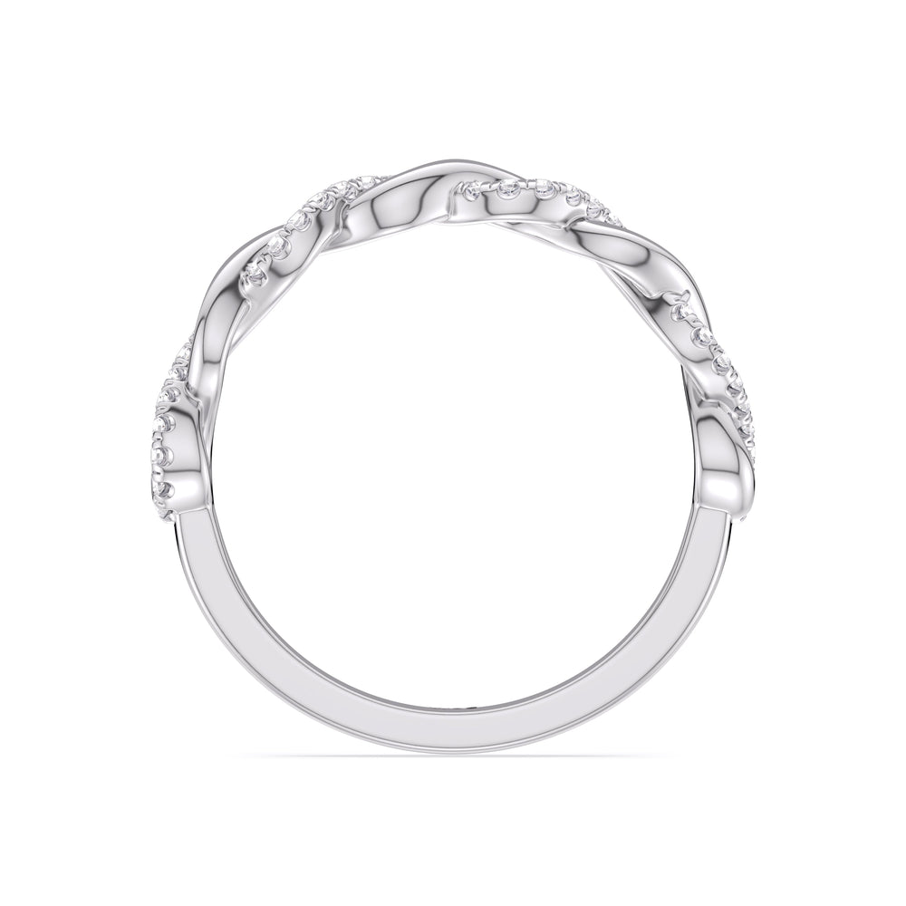 Fine Glamour Twisted Diamond Wedding Band with Platinum Cut Diamond in 14KT Platinum view 2
