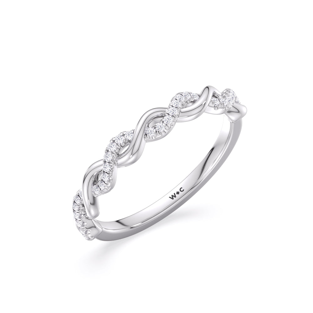 Fine Glamour Twisted Diamond Wedding Band with Platinum Cut Diamond in 14KT Platinum view 4
