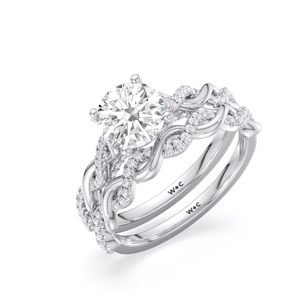 Cushion Cut Fine Glamour Twisted Diamond Engagement Ring with Lab Grown Diamond in 14KT Platinum view 4
